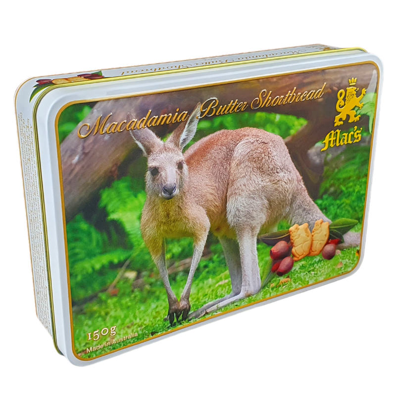 Macadamia Butter Shortbread -Kangaroo Tin 150g Macadamia Butter Shortbread -Kangaroo Tin 150g